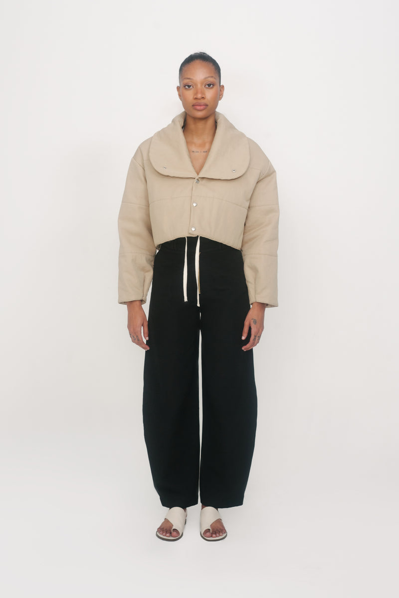 CROP PUFFER JACKET-IN BEIGE