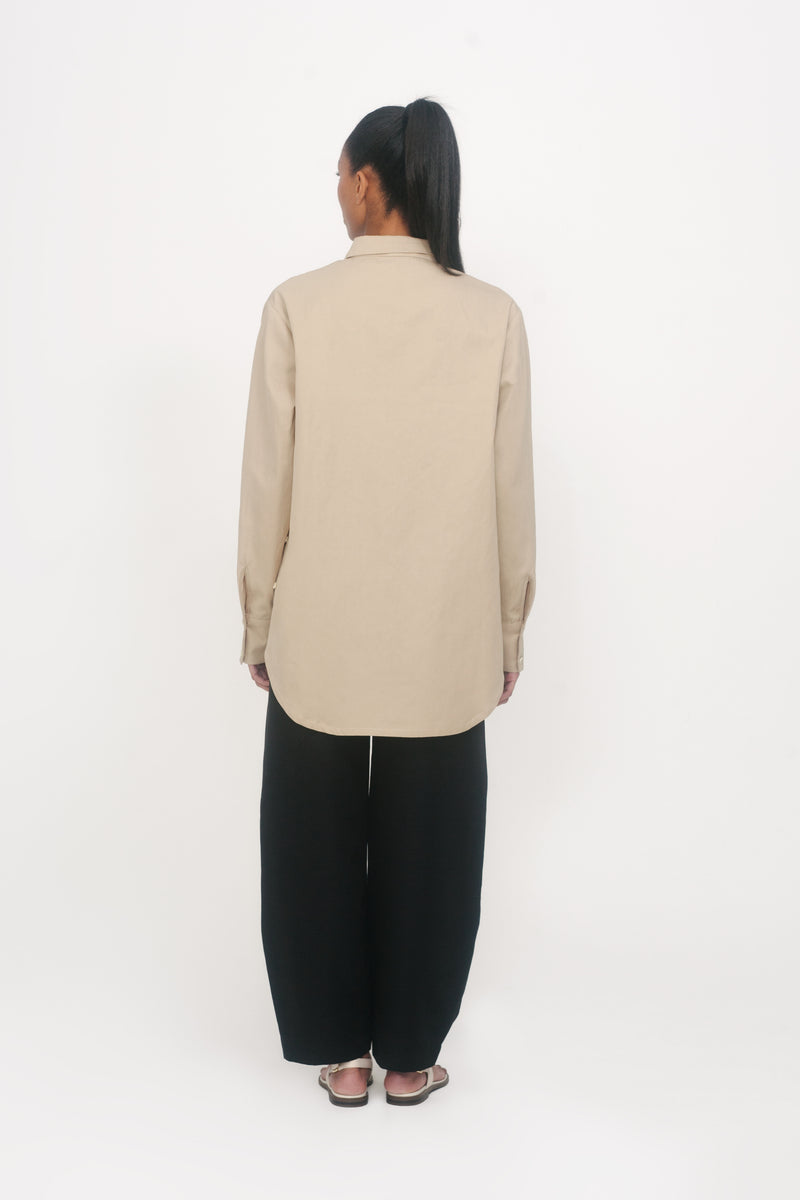 SIDE SLIT SHIRT IN BEIGE