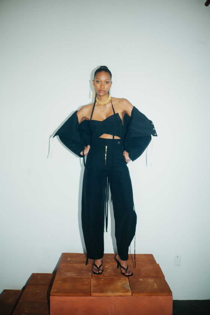 BARREL PANTS IN BLACK