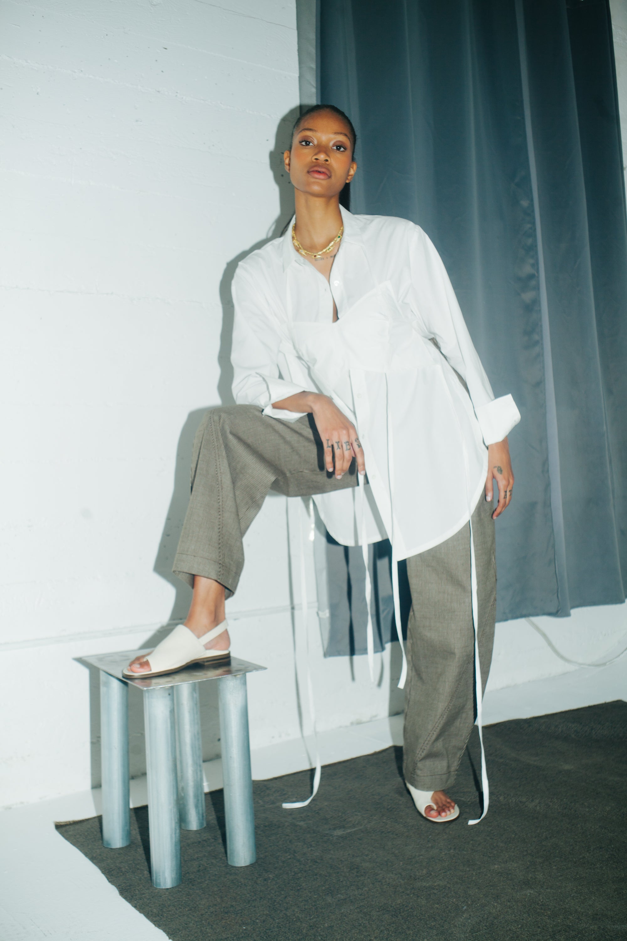 美品 Deuxieme Classe WHITE SLIT SLEEVE シャツ SOL SHIRT IN WHITE